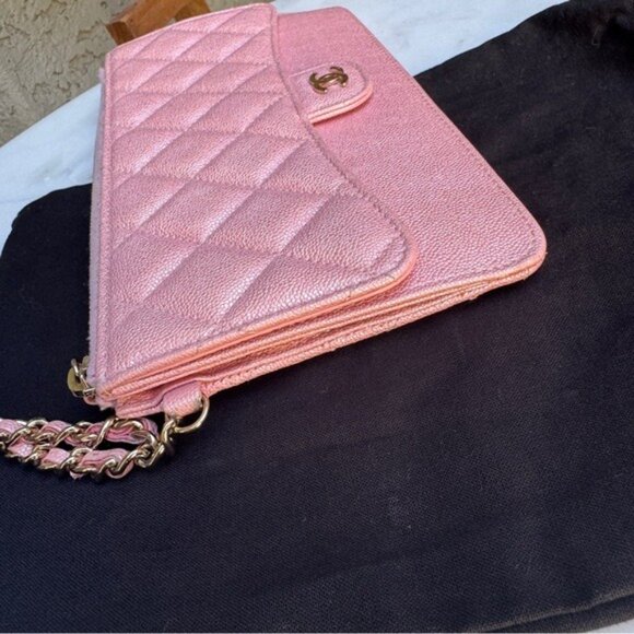 Chanel Iridescent Caviar Leather Quilted Classic Pouch With Handle Wristlet - Picture 10 of 16